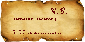 Matheisz Barakony névjegykártya